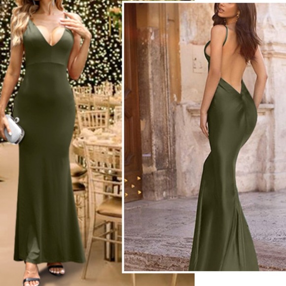 New Sexy Backless Deep V Maxi Open Back Cocktail Party Dress - Picture 9 of 9